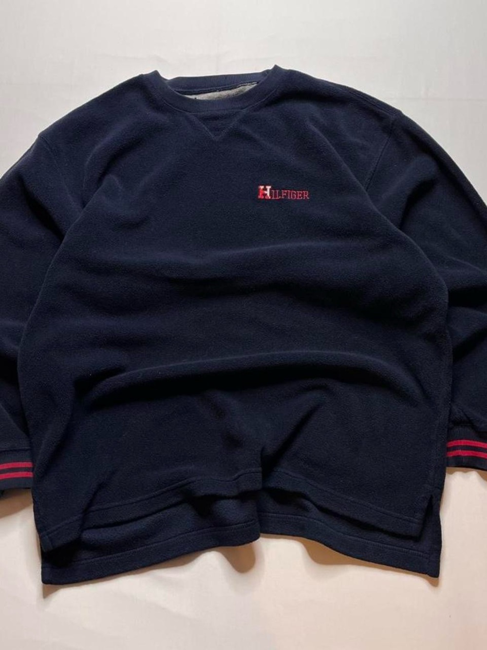 Tommy Hilfiger Navy Crewneck Sweatshirt with Red Logo